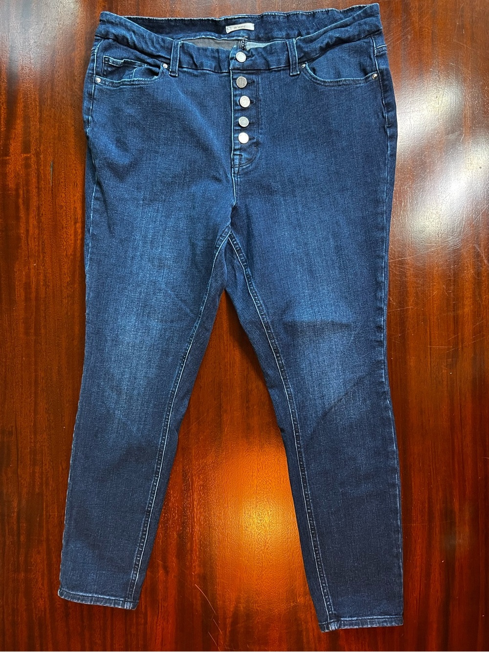 Maurices High-Rise Dark Blue Women’s Button-Fly Skinny Jeans